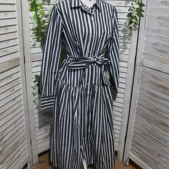 Free Assembly Belted Cotton Maxi Shirtdress With Long Sleeves - Picture 5 of 13